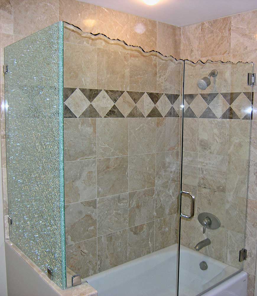 Custom Chipped Glass Shower